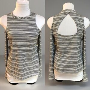 Harlowe & Graham Striped Stretch Cold Shoulder Top